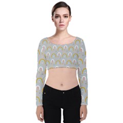 Rainbow Pattern Velvet Long Sleeve Crop Top by ConteMonfrey