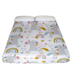 Unicorns Rainbow Fitted Sheet (queen Size) by ConteMonfrey