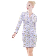 Unicorns Rainbow Button Long Sleeve Dress by ConteMonfrey