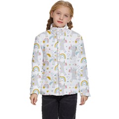 Unicorns Rainbow Kids  Puffer Bubble Jacket Coat