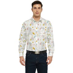 Unicorns Rainbow Men s Long Sleeve Pocket Shirt  by ConteMonfrey