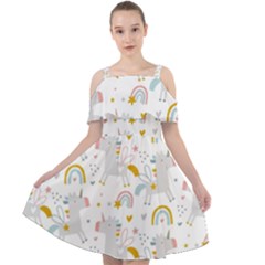 Unicorns Rainbow Cut Out Shoulders Chiffon Dress by ConteMonfrey