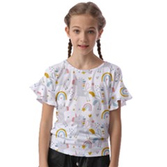 Unicorns Rainbow Kids  Cut Out Flutter Sleeves by ConteMonfrey