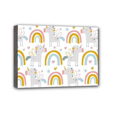 Unicorns, Hearts And Rainbows Mini Canvas 7  X 5  (stretched) by ConteMonfrey