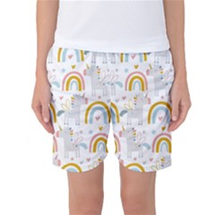 Unicorns, Hearts And Rainbows Women s Basketball Shorts by ConteMonfrey