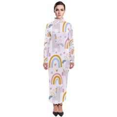 Unicorns, Hearts And Rainbows Turtleneck Maxi Dress by ConteMonfrey