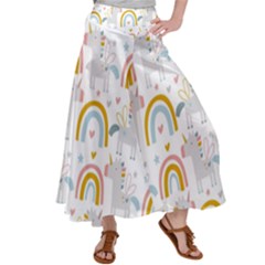 Unicorns, Hearts And Rainbows Satin Palazzo Pants by ConteMonfrey