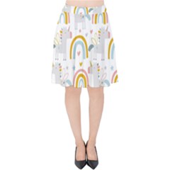 Unicorns, Hearts And Rainbows Velvet High Waist Skirt by ConteMonfrey