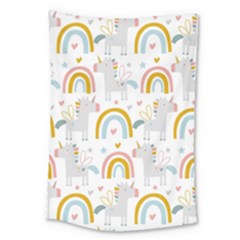 Unicorns, Hearts And Rainbows Large Tapestry by ConteMonfrey