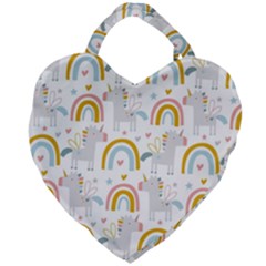 Unicorns, Hearts And Rainbows Giant Heart Shaped Tote by ConteMonfrey