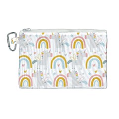 Unicorns, Hearts And Rainbows Canvas Cosmetic Bag (large) by ConteMonfrey