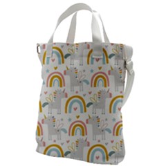 Unicorns, Hearts And Rainbows Canvas Messenger Bag by ConteMonfrey