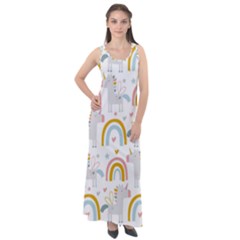 Unicorns, Hearts And Rainbows Sleeveless Velour Maxi Dress by ConteMonfrey