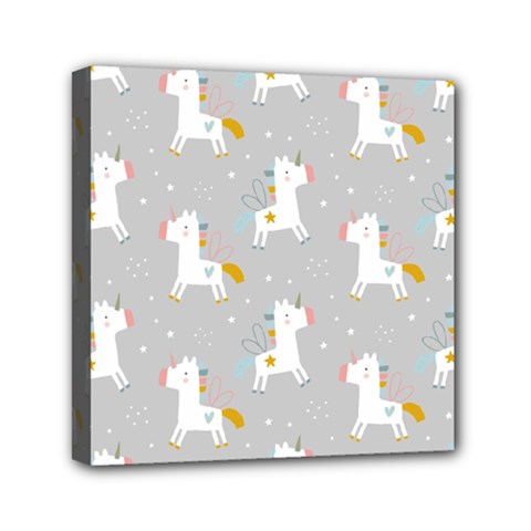 Cute Unicorns Mini Canvas 6  X 6  (stretched) by ConteMonfrey