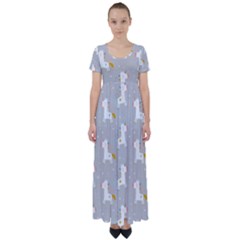 Cute Unicorns High Waist Short Sleeve Maxi Dress by ConteMonfrey