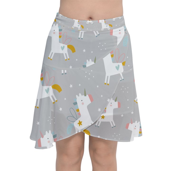 Cute unicorns Chiffon Wrap Front Skirt