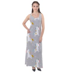 Cute Unicorns Sleeveless Velour Maxi Dress by ConteMonfrey