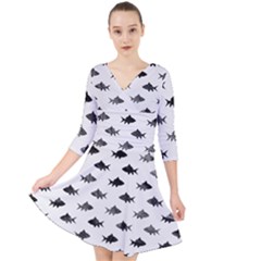 Cute Small Sharks   Quarter Sleeve Front Wrap Dress by ConteMonfrey