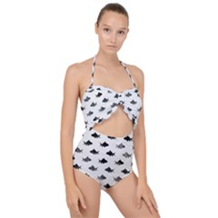 Cute Small Sharks   Scallop Top Cut Out Swimsuit by ConteMonfrey