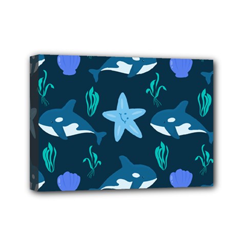 Whale And Starfish  Mini Canvas 7  X 5  (stretched) by ConteMonfrey