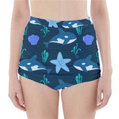 Whale And Starfish  High-waisted Bikini Bottoms by ConteMonfrey