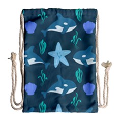 Whale And Starfish  Drawstring Bag (large) by ConteMonfrey