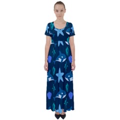 Whale And Starfish  High Waist Short Sleeve Maxi Dress by ConteMonfrey