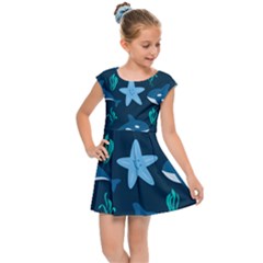 Whale And Starfish  Kids  Cap Sleeve Dress by ConteMonfrey