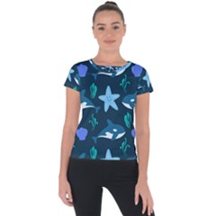 Whale And Starfish  Short Sleeve Sports Top  by ConteMonfrey