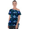 Whale and starfish  Off Shoulder Tie-Up Tee View1