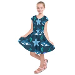 Whale And Starfish  Kids  Short Sleeve Dress by ConteMonfrey