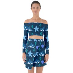 Whale And Starfish  Off Shoulder Top With Skirt Set by ConteMonfrey