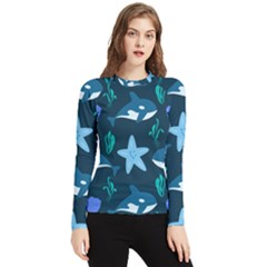 Whale And Starfish  Women s Long Sleeve Rash Guard by ConteMonfrey