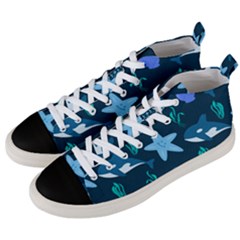 Whale And Starfish  Men s Mid-top Canvas Sneakers by ConteMonfrey