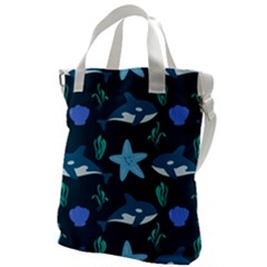 Whale And Starfish  Canvas Messenger Bag by ConteMonfrey