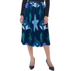 Whale And Starfish  Classic Velour Midi Skirt  by ConteMonfrey