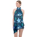 Whale and starfish  Halter Asymmetric Satin Top View1