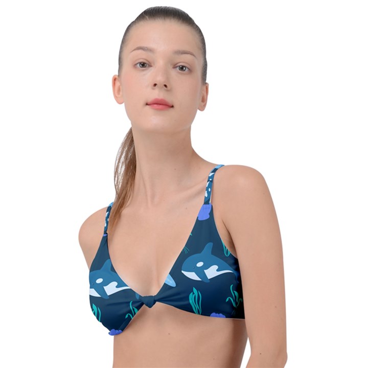 Whale and starfish  Knot Up Bikini Top