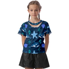 Whale And Starfish  Kids  Front Cut Tee by ConteMonfrey