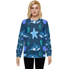 Whale And Starfish  Hidden Pocket Sweatshirt by ConteMonfrey