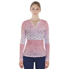 Mermaid Ombre Scales  V-neck Long Sleeve Top by ConteMonfrey