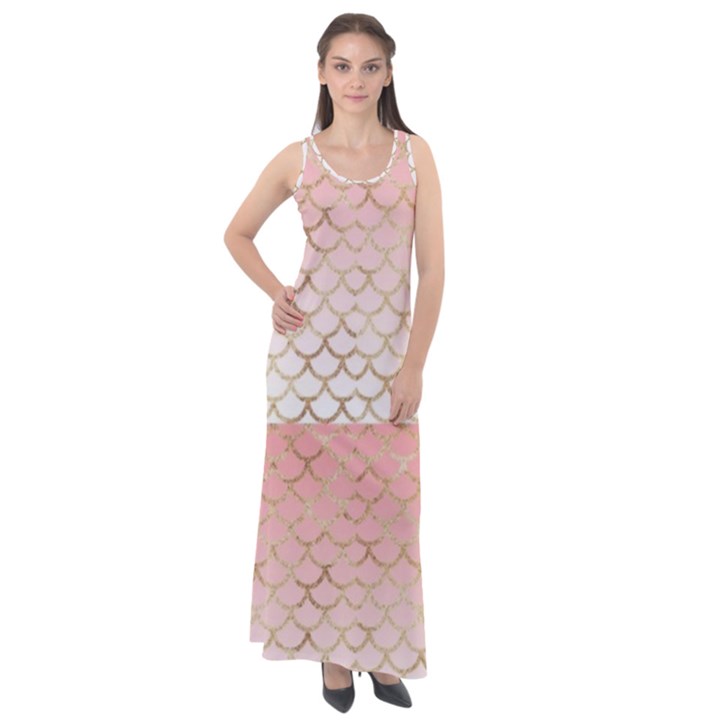 Mermaid Ombre Scales  Sleeveless Velour Maxi Dress