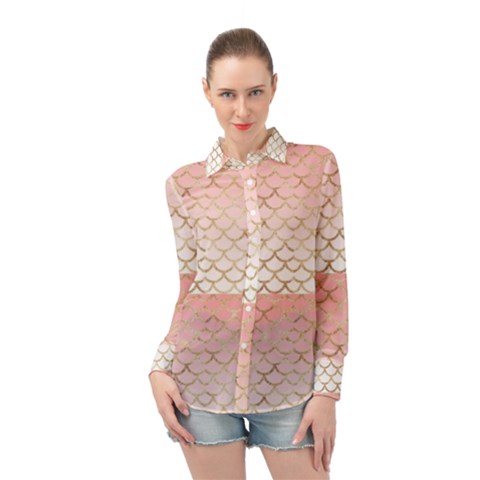 Mermaid Ombre Scales  Long Sleeve Chiffon Shirt by ConteMonfrey