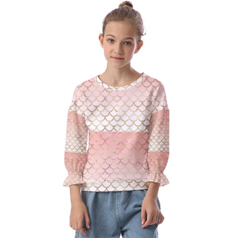 Mermaid Ombre Scales  Kids  Cuff Sleeve Top by ConteMonfrey