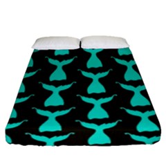 Blue Mermaid Tail Black Fitted Sheet (queen Size) by ConteMonfrey