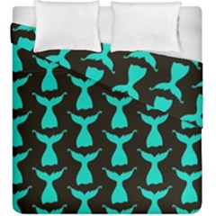 Blue Mermaid Tail Black Duvet Cover Double Side (king Size) by ConteMonfrey