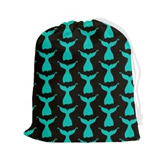 Blue Mermaid Tail Black Drawstring Pouch (2xl) by ConteMonfrey