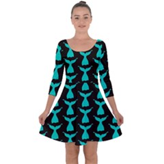 Blue Mermaid Tail Black Quarter Sleeve Skater Dress by ConteMonfrey