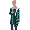 Blue Mermaid Tail Black Longline Hooded Cardigan View1