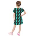 Blue Mermaid Tail Black Kids  Short Sleeve Velvet Dress View2